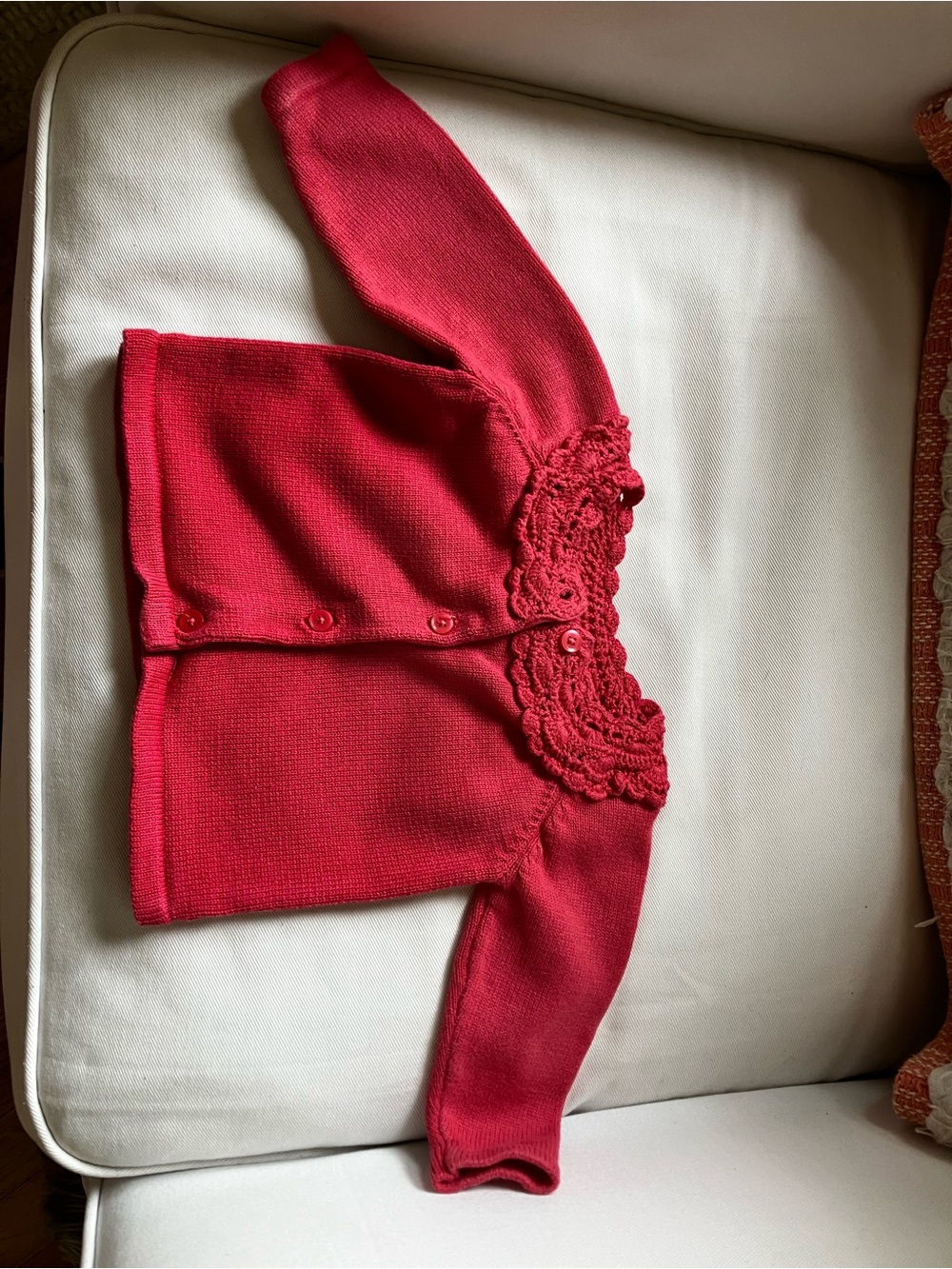 Gymboree Coral-Red Crochet Yoke Sweater